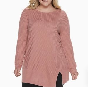 Apt. 9® Ribbed Asymmetrical Tunic - Ash Rose, Size M